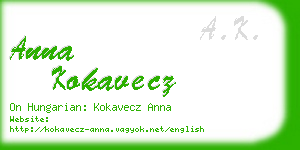 anna kokavecz business card